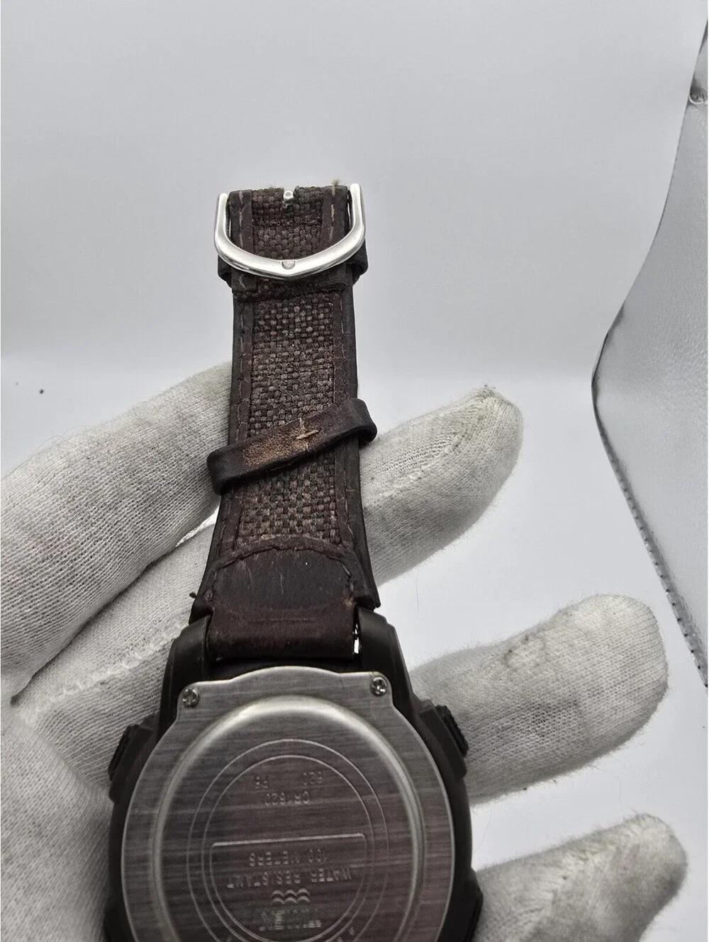 Timex Expedition Quartz Digital Compass Black Case Green Dial Brown Leather